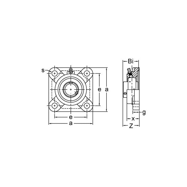 SINGLE ROW BALL BEARING - 1-1/2 WIDE SET SCREW 4-BOLT FLANGE